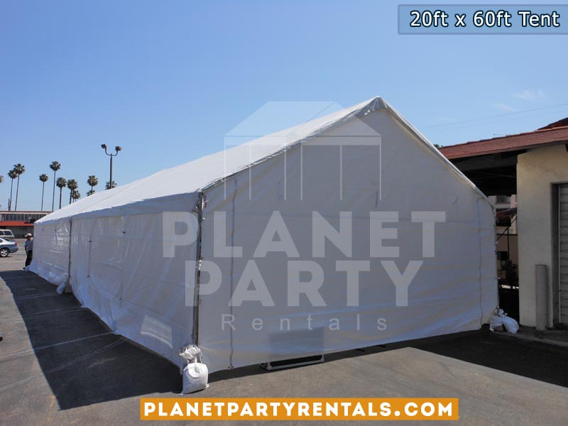 20ft x 60ft White Party Tent with Sidewalls | San Fernando Valley Tent Rentals | Party Rental Equipment