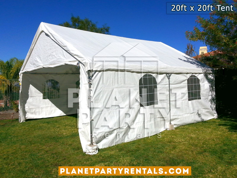White party tent with window walls 