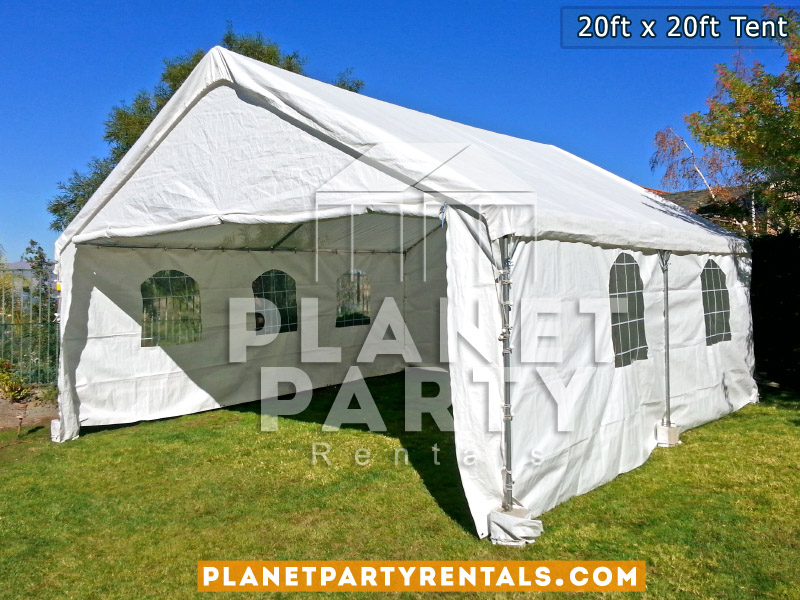 White party tent with window walls 
