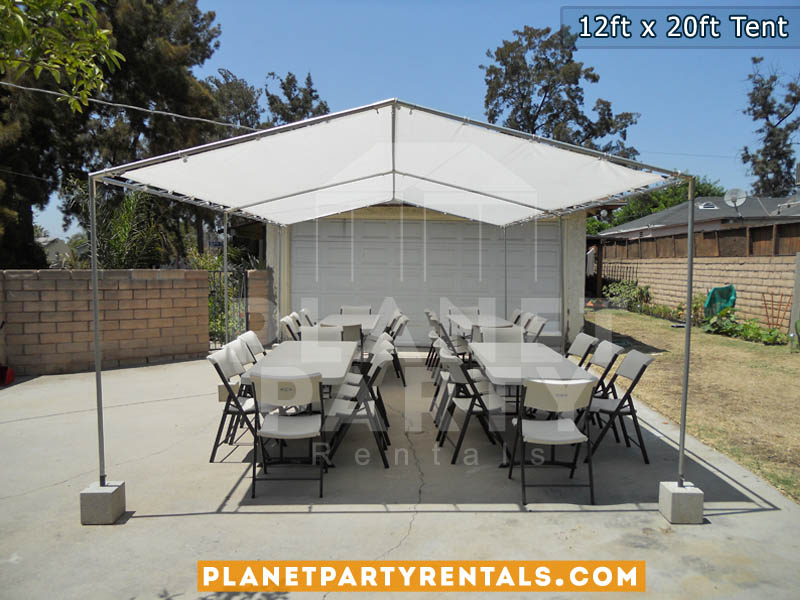 White Party Tent 12ft x 20ft | Pictures | Prices | Ten Packages with Tables and Chairs