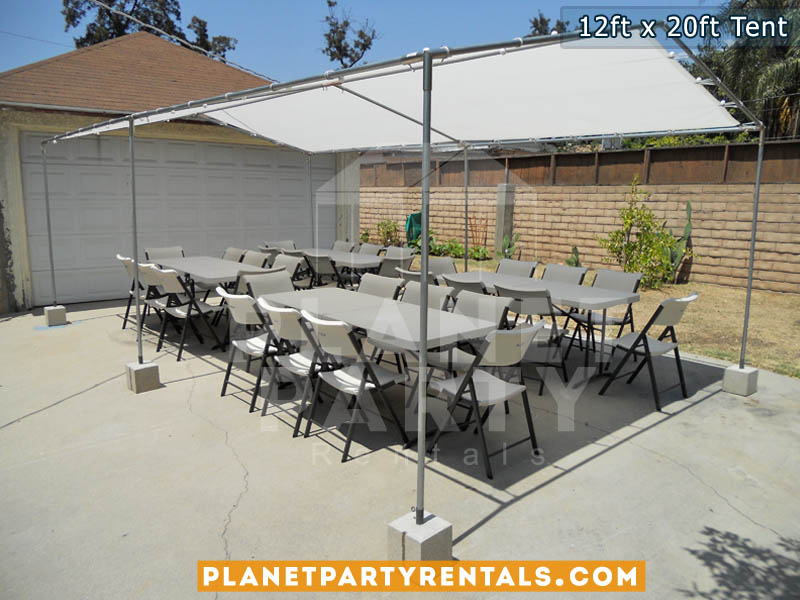 White Party Tent 12ft x 20ft | Pictures | Prices | Ten Packages with Tables and Chairs