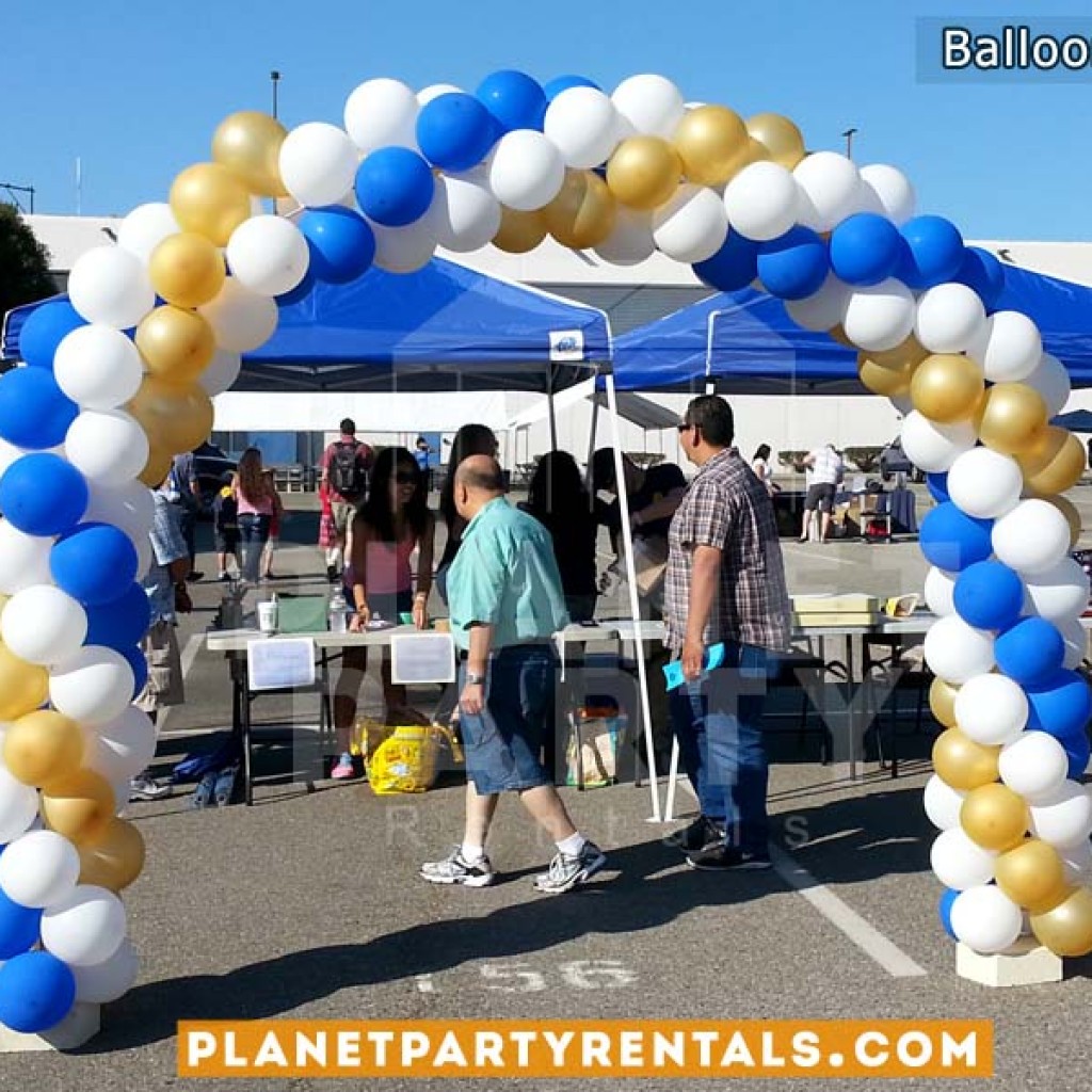 Balloon Arch with 3 Colors White, Gold and Blue